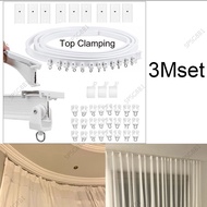 3M Curtain Pole Accessories Curved Curtain Track Rail Top Clamping Flexible Ceiling Mounted Straight Windows Balcony  SG8B1