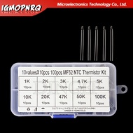 100PCS 10Values*10PCS NTC Thermistor Thermal Resistor kit MF52 NTC-MF52AT 1K 2K 3K 4.7K 5K 10K 20K 4