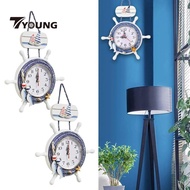 [In Stock] Mediterranean Wall Clock Non Ticking Nautical Clock for Home Indoor