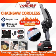 998VF Cordless Chainsaw 6 inch Portable/Electric Saw Logging Saw Chainsaw Rechargeable Li-ion Battery Potong Pokok