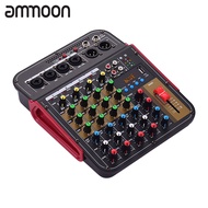 [ammoon]TM4 Digital 4 Channel Audio Mixer Mixing Console Built-in 48V Phantom Power with BT Function Audio System for Studio Recording Broadcasting DJ Network Live