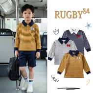 T-Shirt Boys' Striped Rugby 84 Long Sleeve Premium Casual Collar Top 4-12 Years