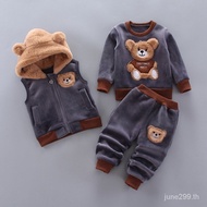 ☏∏☁ 🔥ขายร้อน🔥 ชุดกันหนาวเด็ก 3 ชิ้น อายุ6เดือน-4ปี เสื้อแจ๊คเก็ตเด็ก เสื้อฮู้กเด็ก เสื้อกันหนาวลายหมีน่ารักๆ SL5407