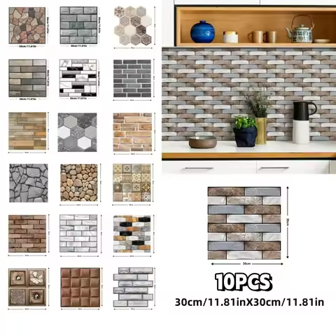 10Pcs Peel and Stick Tile Backsplash Marble Tiles 12X12 Inch Stick on Backsplash Self Adhesive Wall 