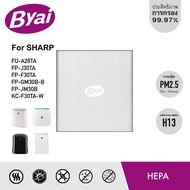 ไส้กรองอากาศ HEPA H13 filter เครื่องฟอกอากาศ Sharp รุ่น FU-A28TA FP-J30TA FP-F30TA FP-GM30B-B FP-JM30B และ KC-F30TA-W ยี่ห้อ Byai