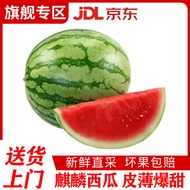 泰汇吃【JD顺丰送货上门】河南夏邑8424西瓜孕妇脆甜新鲜水果冰糖麒麟瓜 麒麟西瓜4-5斤/1个装