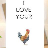 1pc "I Love You" Minimalist Valentine's Day Greeting Card With Rooster Design, Best Gift For Your Lo