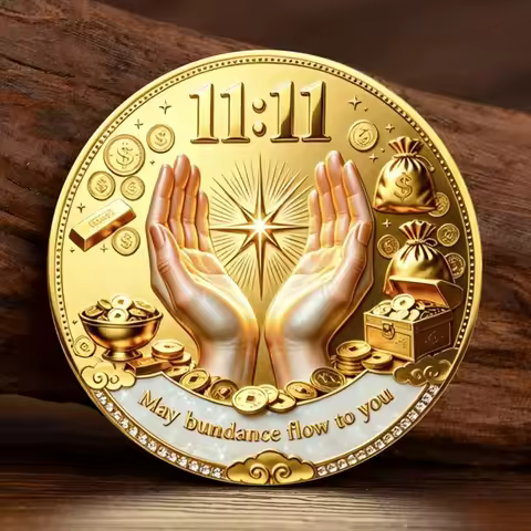 11:11 Manifestation Gold Plated Coin Wealth Abundance Souvenir Coin Infinity Symbol Collectible Meda
