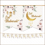 SQ2 15pcs EID MUBARAK Feast Blessed banner Castle Stars Moons party decoration QS2