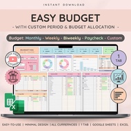 Easy Budget Planner for Google Sheet Budget Spreadsheet w/ Weekly BiWeekly | Paycheck | Monthly Budg