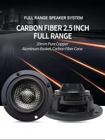2.5 Inch RMS 30W*2 Midrange Car Speaker 4Ohm 90dB Carbon Fiber Cone 20mm Pure Copper VC Neo. Magnet 
