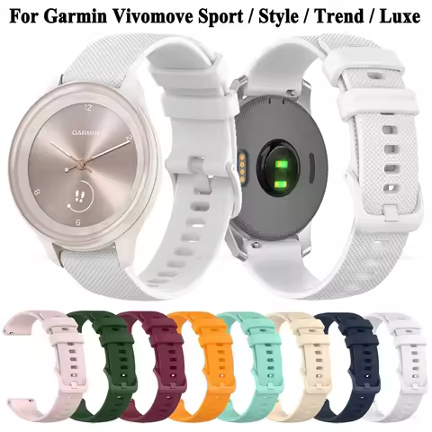 20mm Silicone Watchband For Garmin Vivomove Sport Trend Style Luxe HR Wristband Bracelet Watch Strap