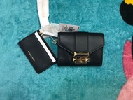 Michael Kors Small chain leather card case wallet, MK, with card case, coin case,key ring,匙扣，卡包，卡套，銀
