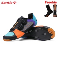 Santic Men Cycling Shoes For Road Cleats Professional Carbon Fiber Bottom Locking Bicycle Bike Sneakers