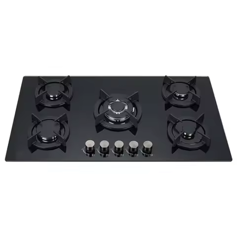 Five-cooker Cooktop Built in Tempered Gas Stove Glass Black Surface 4 Burner Gas Stove Top Stove