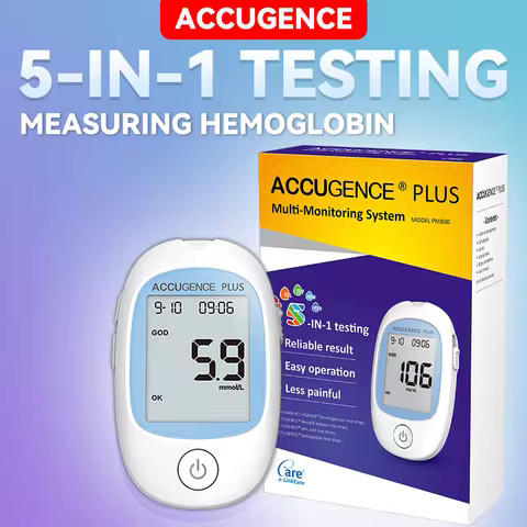 ACCUGENCE PLUS PM800 Hemoglobin Tester 5 in 1 Multi-Monitoring System Hb Blood Test Meter for Home U