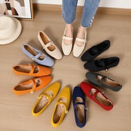 【In stock】2024 New Style Single Shoes Ladies Flat Shoes Knitted Woven Women's Shoes Anti-slip Large 