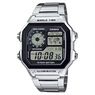Men's/Women's Sporty Fashion Digital Watch AE-1200WHD-1A, Retro Stainless Steel Strap Square Dial Wa
