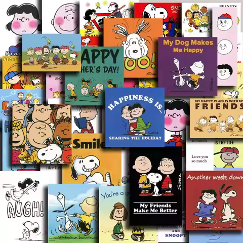 44pcs Snoopy Woodstock Lucy Van Pelt animation peripheral cartoon cute stickers creative diy decorat