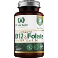 Vitamin B12 & Methyl Folate plement with P5P Vitamin B6 (60 Capsules / 2 Month ply) Active Form 400μ
