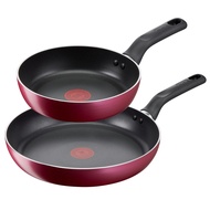 Tefal Glory Induction Titanium Nonstick Frying Pan 2p (20+28cm) Dishwasher Oven Safe No PFOA THERMO-SIGNAL Heat Indicator Red