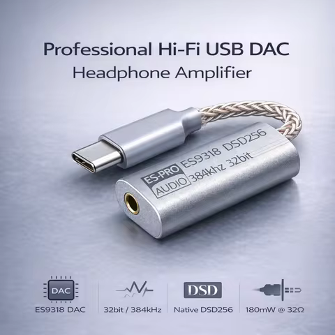 LY Tech USB-C DAC Audio Adapter ES9318, 32bit 384kHz DSD256, No Driver, For Android iPad Windows mac