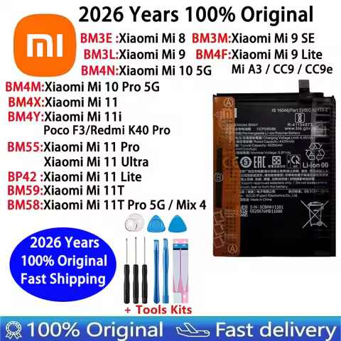 100% Original BM58 Battery For Xiaomi Mi 8 9 10 11 11i 11T Ultra SE Lite Mi A3 CC9 CC9e Poco F3 Redm
