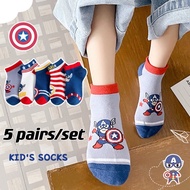 5pairs Kids Socks Baby Socks Marvel Captain America Socks Cotton Cute Cartoon Socks