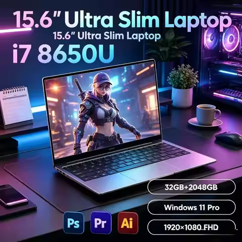 Laptop Computer Windows 11 Pro Intel i7 8650U 15.6" Notebook PC Gamer 16GB 32GB 1TB 2TB SSD 1920x108