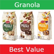 Granola & Muesli : EMCO Crunchy Musli Hazelnut / Tropical Fruit / Chocolate Hazelnut