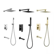 Concealed Shower Wall-Mounted Set Embedded Black Hidden Pre-Installed Ceiling Shower Head Gold Hotel