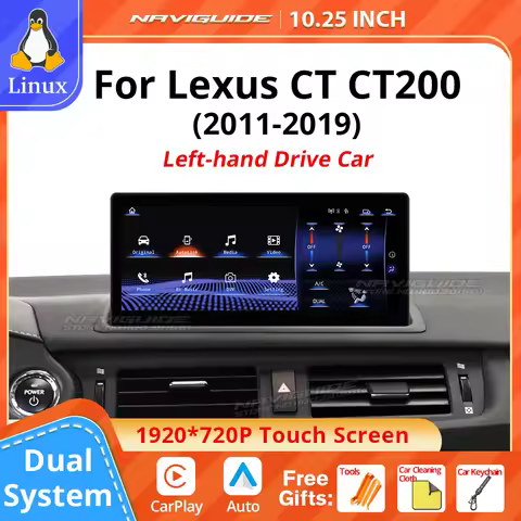 NAVIGUIDE 10.25'' Linux System Car Multimedia Player For Lexus CT CT200 CT200h 2011-2019 CarPlay And