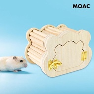 [ Hamster Wood House Cage Accessories Wooden Toy Hamster Hideout for Dwarf Hamster