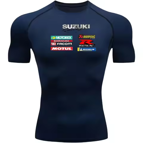 Suzuki Factory Men's Quick-Dry Breathable Sportswear, Slim-Fitting Short-Sleeved Sport Shirts, Fitne