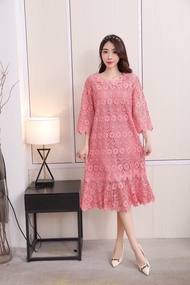 FONชุดเดรสลูกไม้หางปลา มีไซร้อก40-42-44-46นิ้ว#BW009