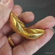 Ornaments Antique Gold Ingot Brass Gilt Gold Ingot Simulation Two Times Four Gold Ingot Qianlong Nor
