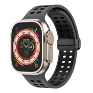 สายรัดแม่เหล็กสำหรับนาฬิกา Apple อัลตร้าสายรัด44มม. 45มม. 49มม. 40มม. 41มม. 42มม. 38มม. 45มม. สร้อยข้อมือซิลิโคน I Watch Series 7 8 Se 6 5 3