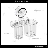 R&C 2 Compartment Suction Cup Transparent Storage Rack for Bathroom, Kitchen, Makeup & Office