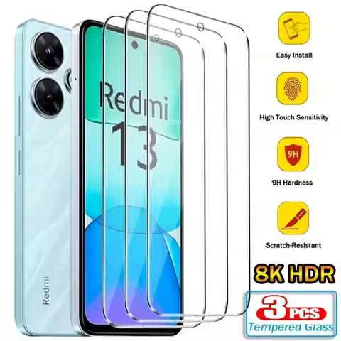 3Pcs for Redmi 15C 4G 13 13C 14R 14C Transparent Tempered Glass for Xiaomi Redmi 15 13X 12 12C 10A 1