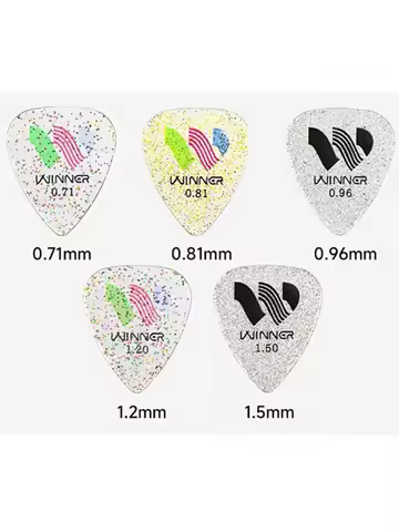 5pcs Winner WR-5H Polycarbonate Ultrathin Aluminum Foil Laser Silver Powder Guitar Picks 0.71mm 0.81
