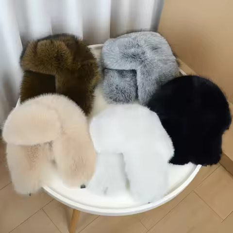 Faux Mink Fur Bomber Hats Thick Warm Russian Ushanka Fur Hat Windproof Cycling Winter Hat Anti-cold 