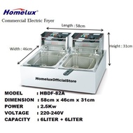 HOMELUX High Quality Commercial Single & Double Electric Fryer (HBDF-81A/HBDF-82A/HBGF-72 Gas Deep F