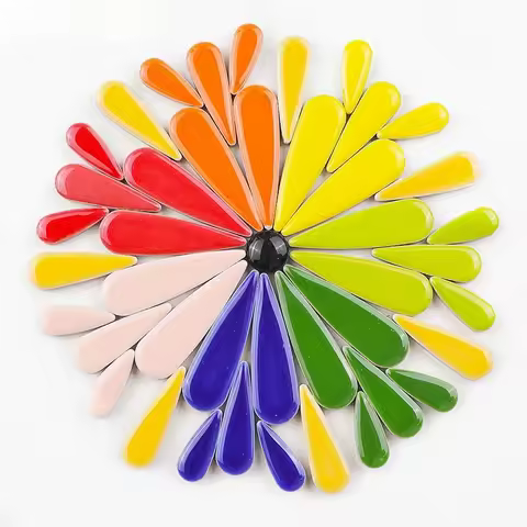100G/Pack Droplet Shaped Ceramic Mosaic Tiles DIY Handmade Colorful Irregular Craft Decor Mirror Til