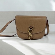 SAINT LAURENT 619740金釦奶茶色KAIA馬鞍斜背包