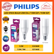 PHILIPS 5.5W E14 / 7.5W E27 / 9.5W E27 LED STICK BULB (WARM WHITE (3000K) / COOL WHITE (4000K) LAMPU MENTOL