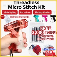 Threadless Micro Stitch Gun with 2,000 Black White Fasteners & 1.5mm 6 Needles Tudung Hijab Styling 