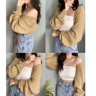 FREE SHIPPING BOLERO KNITE TOP CROP/SHUKAKU CROP CARDI OVERSIZE