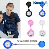 YOUECE Retractable Nurse Watch Gift Quartz Clock Clip-on Fob Watch