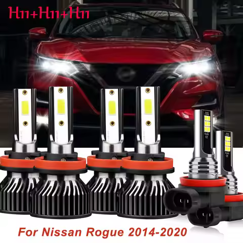 6x LED Headlight High Low Beam Fog Light Bulb Combo Conversion Kit H11 H9 H8 For Nissan Rogue 2014 2