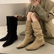 French Retro Pile Boots Cowboy Boots 2026 High Boots Women's Boots Khaki Boots